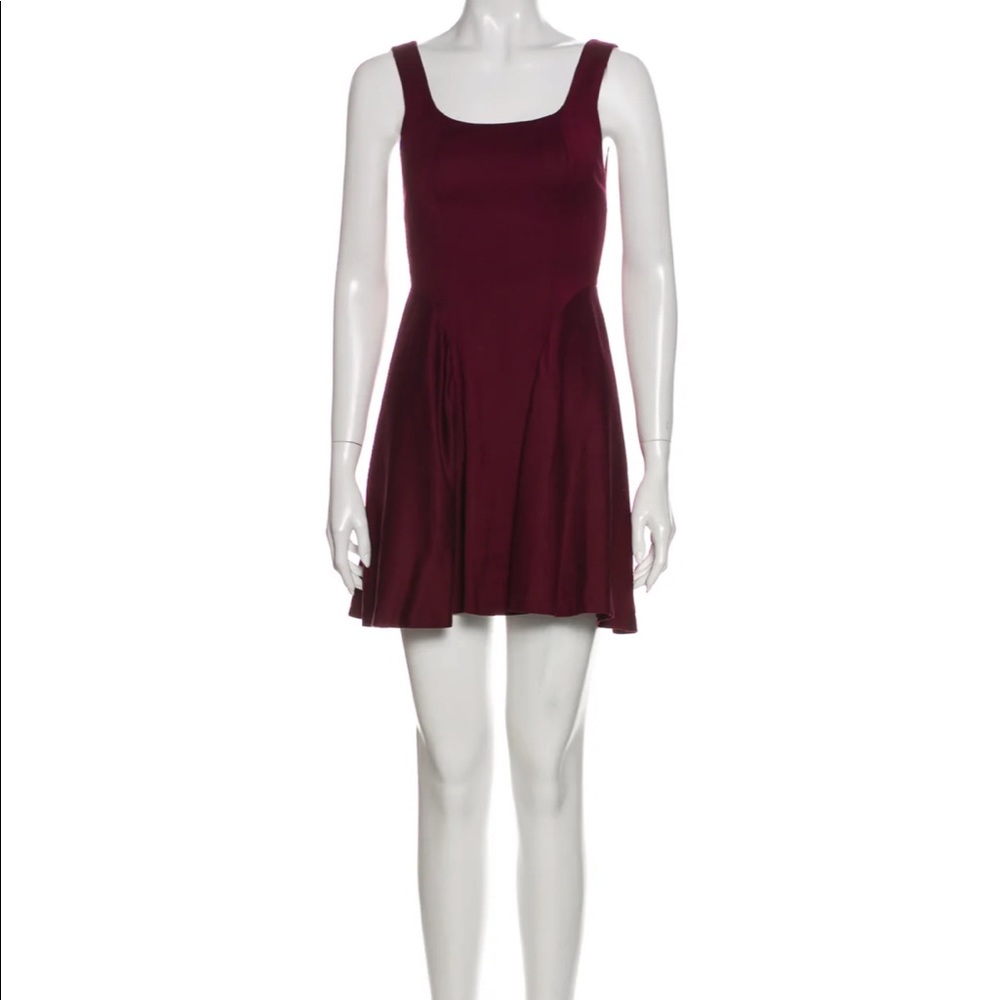 Alice + Olivia burgundy square neck mini dress